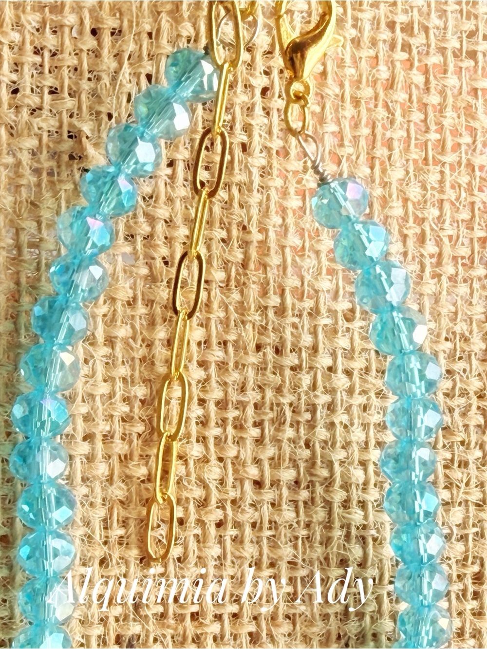 Baroque pearl Light Blue aquamarine and Gold Beaded Women's Necklace - Picture 4 of 5
